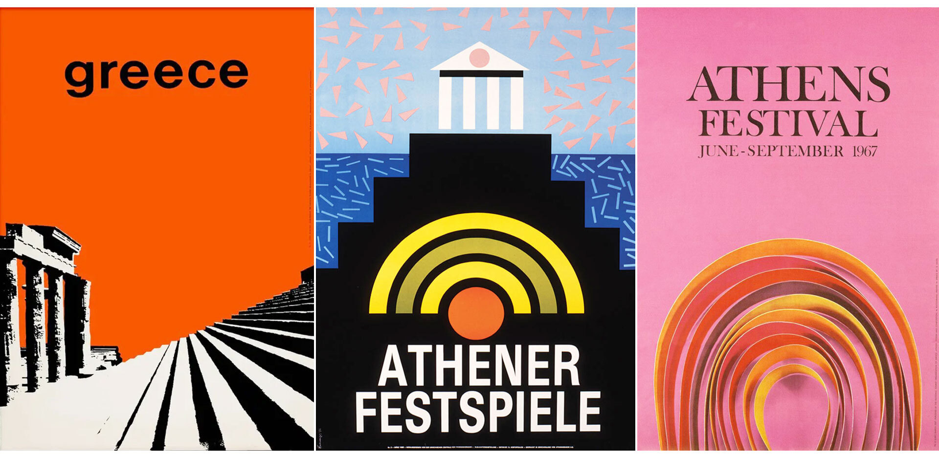 Η Ακρόπολη της Λίνδου, 1963 | Φρέντι Κάραμποτ και Μιχάλης Κατζουράκης - Αφίσα Φεστιβάλ Αθηνών, 1986 | Ν. Κωστόπουλος - Αφίσα Φεστιβάλ Αθηνών, 1967