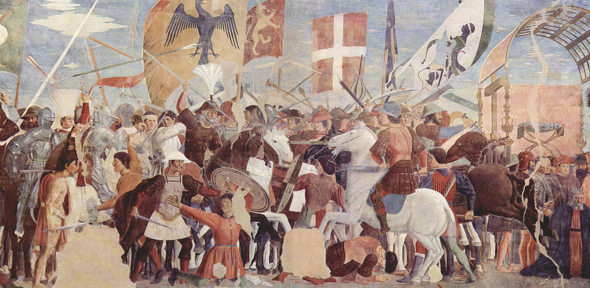 Μάχη μεταξύ του στρατού του Ηρακλείου και των Περσών υπό τον Χοσρόη Β΄. Τοιχογραφία του Piero della Francesca, 1452