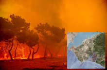 Δορυφορική εικόνα για την έκταση της φωτιάς στα Βατερά της Λέσβου