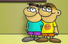 Ο Θανασάκης και ο φίλος του σε σκίτσο του Αρκά