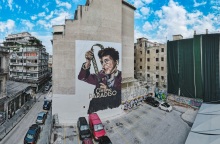 Το mural για τον Ένιο Μορικόνε στη Θεσσαλονίκη. 