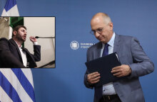 Ο κυβερνητικός εκπρόσωπος Γιάννης Οικονόμου και ο πρόεδρος του ΠΑΣΟΚ - ΚΙΝΑΛ Νίκος Ανδρουλάκης