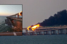 Στην Κριμαία η μεγάλη γέφυρα έχει πιάσει φωτιά, με τμήμα της να έχει καταρρεύσει