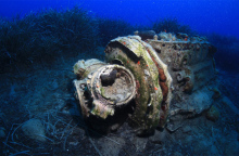 Στο στροφείο διακρίνεται ακόμη και σήμερα υπολείμματα ξύλου από τους τρεις έλικες που είχε το Stuka