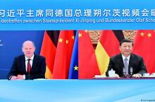 Ο Όλαφ Σόλτς με τον Σι Τζίνπινγκ