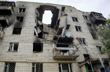 Βομβαρδισμένο κτίριο στο Χάρκοβο της Ουκρανίας