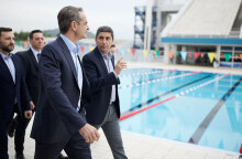 Κυριάκος Μητσοτάκης και Λευτέρης Αυγενάκης στις εγκαταστάσεις του Ολυμπιακού Κέντρου Υγρού Στίβου στο ΟΑΚΑ