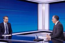 Στιγμιότυπο από τη συνέντευξη του Κυριάκου Μητσοτάκη στην ΕΡΤ