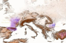 Χάρτης με τις μετακινήσεις των πρώτων Sapiens στην Ευρώπη