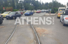 Το σημείο όπου σημειώθηκε το τροχαίο στο κέντρο της Αθήνας