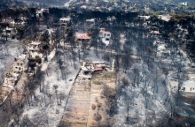 Αεροφωτογραφία από τη φωτιά στο Μάτι