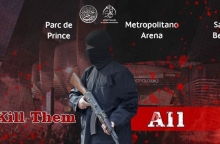 Αφίσα του ISIS που απειλείτο Parc des Princes, το Santiago Bernabeu, το Metropolitan και το Emirates Stadium, με το μήνυμα «Σκοτώστε τους όλους»