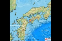 χάρτης Ιαπωνίας με το επίκεντρο του σεισού