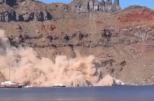 Σαντορίνη: Κατολίσθηση στη Θηρασιά (βίντεο)