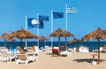 παραλια, θαλασσα, σημαιες, ουρανος