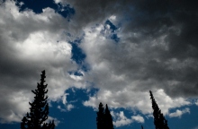 ουρανος, συννεφα, δεντρα