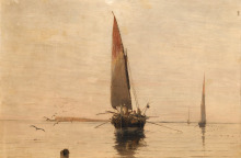 Κωνσταντίνος Βολανάκης, Ιστιοφόρο, λάδι σε μουσαμά, 65 Χ 93 cm