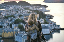 μητερα, παιδι, ουρανος, θαλασσα, πολη, νησι