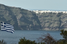 νησι, σπιτια, βραχοι, θαλασσα, συννεφα