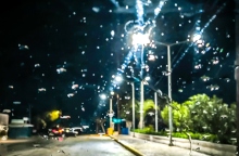 βροχη, νυχτα, δρομος, φωτα