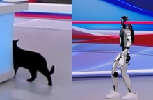 Τα... είδε όλα ο γατούλης του ΣΚΑΪ με το ρομπότ «Σοφία» - Έτρεχε να κρυφτεί 