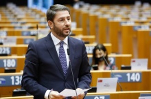 Ο Νίκος Ανδρουλάκης κατά τη διάρκεια ομιλίας του στο Ευρωκοινοβούλιο