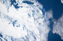 Φωτογραφία από τα χιόνια στην Ελλάδα έτσι όπως τραβήχτηκε από τον Διεθνή Διαστημικό Σταθμό