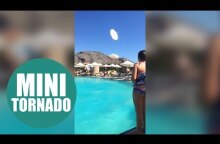 Shocking footage shows mini-tornado in hotel swimming pool