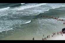 Human chain in Panama City Beach
