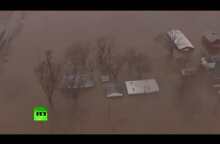 Aerial view of Nebraska under water as state of emergency is declared for 70% of the state