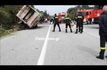 Θανατηφόρο τροχαίο με ανατροπή απορριμματοφόρου στην εθνική Χανίων - Κισσάμου