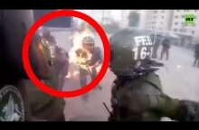 DISTURBING: Chilean officers set on fire with Molotov cocktails