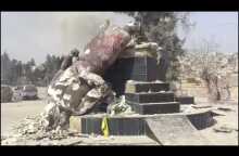 Turkey-backed forces pull down Kurdish statue in Afrin town centre