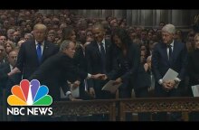 George W. Bush Continues Sweet Tradition With Michelle Obama At Dad's Funeral | NBC News