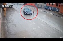 Dramatic video: Driver narrowly avoids hitting boy as he runs across road