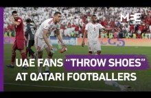 UAE football fans throw shoes at Qatari football players