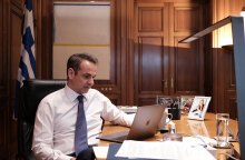 Ο Κυριάκος Μητσοτάκης σε τηλεδιάσκεψη