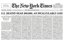 1.000 ονόματα θανόντων από κορωνοϊό αναγράφονταν στο πρωτοσέλιδο των «New York Times» 