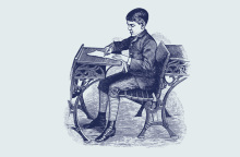 Εικονογράφηση μαθητή σε σχολείο περασμένου αιώνα