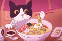 Εικονογράφηση - Γάτα που τρώει