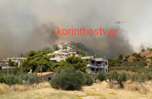 Φωτιά στις Κεχριές Κορινθίας: Σε πύρινο κλοιό κατοικίες - Μάχη με τις φλόγες συνεχίζουν να δίνουν οι πυροσβέστες