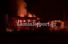 Στις φλόγες αποθήκη υγραερίου στη Λαμία