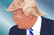 Εικονογράφηση που απεικονίζει τον Ντόναλντ Τραμπ