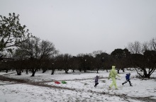 Χιονόπτωση στο Άλσος Συγγρού στην Κηφισιά