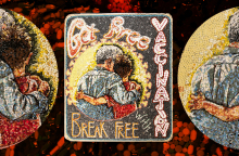 «Break free with vaccination», έργο της Ελένης Ιωαννίδου, ψηφιδωτό με ληγμένα