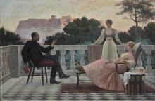 Πίνακας που απεικονίζει δύο γυναίκες κι έναν άνδρα στην Αθήνα του 19ου αιώνα