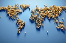 Ο παγκόσμιος χάρτης της Γης φτιαγμένος με ανθρώπινες φιγούρες