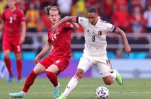 Στιγμιότυπο από τον αγώνα του Βελγίου με τη Δανία