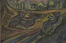 Πίνακας ζωγραφικής που απεικονίζει ποδήλατα