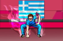 Εικονογράφηση που απεικονίζει τον χρυσό Ολυμπιονίκη Μίλτο Τεντόγλου